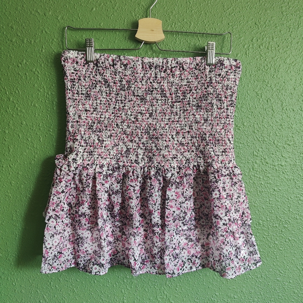 NWT KARL LAGERFELD PARIS WOMEN'S PRINTED RUFFLE TIERED SKIRT IN SIZE SMALL FSCH